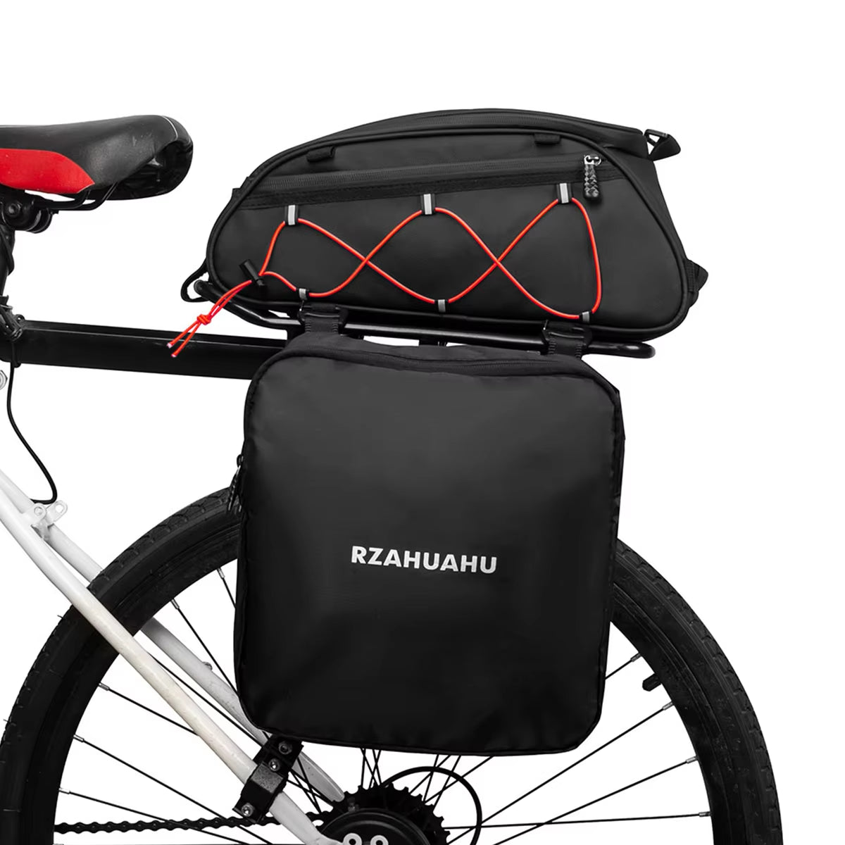 Bicycle Rear Seat Bag 3-In-1 Bike Rack Bag Trunk Bag Waterproof Cooler Bag with 2 Side Hanging Bags Cycle Cargo Luggage Bag
