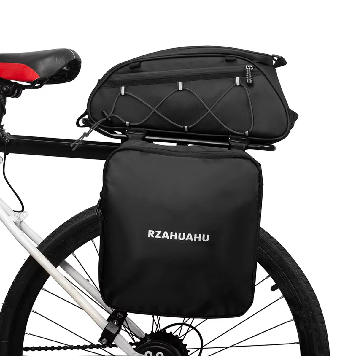 Bicycle Rear Seat Bag 3-In-1 Bike Rack Bag Trunk Bag Waterproof Cooler Bag with 2 Side Hanging Bags Cycle Cargo Luggage Bag